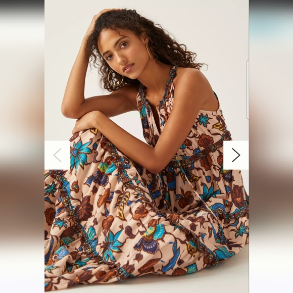 NWT Anthropologie Love The Label Boho Printed Maxi Dress Size XS P 100% cotton - Picture 2 of 13